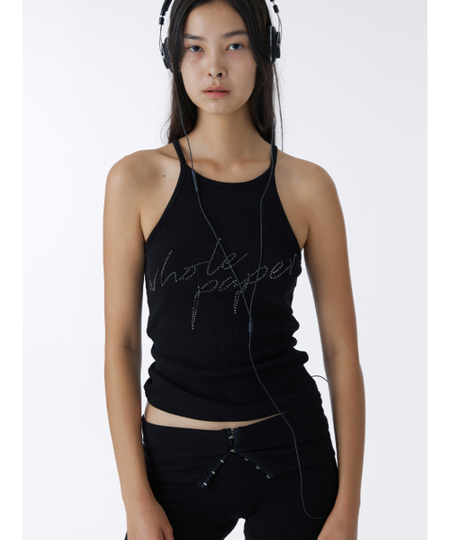 WHOLE PAPER(ホールペーパー)の「キュービックホルターネックタンクトップ(ブラック)(Tシャツ/カットソー・レディース・ブラック・ONE)」の2枚目の写真