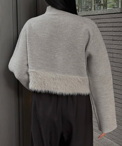 &g'aime(アンジェム)の「【&g'aime 】シャギー切替ショートニット Shaggy Contrast Short Knit(ニット/セーター・レディース・杢グレー/ブラック/キャメル・FREE)」の21枚目の写真