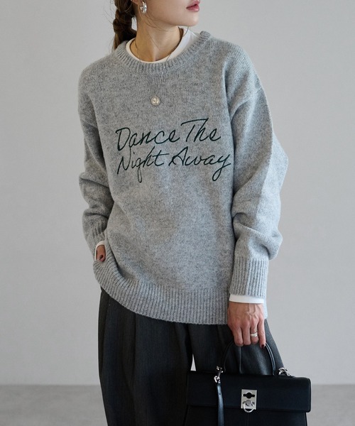 Bonjour Sagan(ボンジュールサガン)の「刺繍ロゴニットプルオーバー(ニット/セーター・レディース・チャコールグレー/グレー/ブラウン/オートミール・FREE)」の3枚目の写真