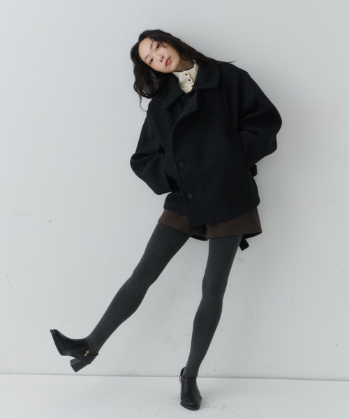 NUJOH(ヌゾ)の「Belted Volume Short Coat / ベルテッドボリュームショートコート(ピーコート・レディース・ブラウン/ブラック/グレー・FREE)」の7枚目の写真