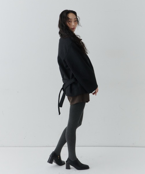 NUJOH(ヌゾ)の「Belted Volume Short Coat / ベルテッドボリュームショートコート(ピーコート・レディース・ブラウン/ブラック/グレー・FREE)」の8枚目の写真