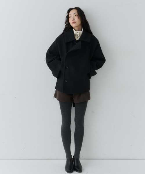 NUJOH(ヌゾ)の「Belted Volume Short Coat / ベルテッドボリュームショートコート(ピーコート・レディース・ブラウン/ブラック/グレー・FREE)」の6枚目の写真