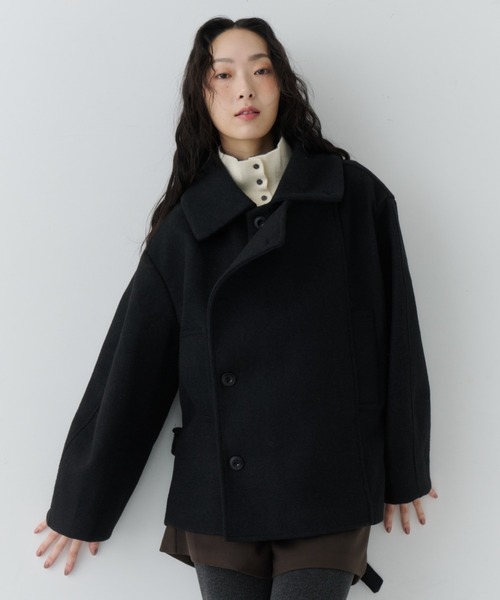 NUJOH(ヌゾ)の「Belted Volume Short Coat / ベルテッドボリュームショートコート(ピーコート・レディース・ブラウン/ブラック/グレー・FREE)」の10枚目の写真
