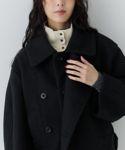 NUJOH(ヌゾ)の「Belted Volume Short Coat / ベルテッドボリュームショートコート(ピーコート・レディース・ブラウン/ブラック/グレー・FREE)」の11枚目の写真