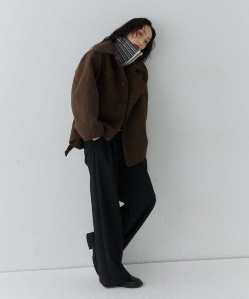 NUJOH(ヌゾ)の「Belted Volume Short Coat / ベルテッドボリュームショートコート(ピーコート・レディース・ブラウン/ブラック/グレー・FREE)」の20枚目の写真