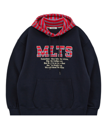 MLTS ストライプフードパーカー ネイビー