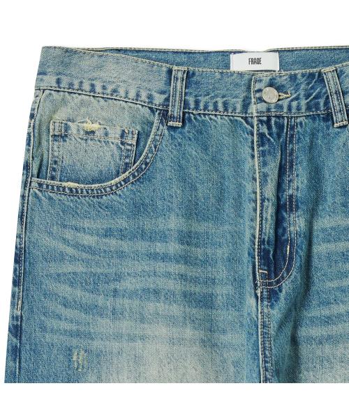 FRAGE（フラゲ）の「サンセットブルー ワイドストレートダメージデニムパンツ（デニムパンツ・メンズ・その他・SMALL/MEDIUM/LARGE）」の4枚目の写真