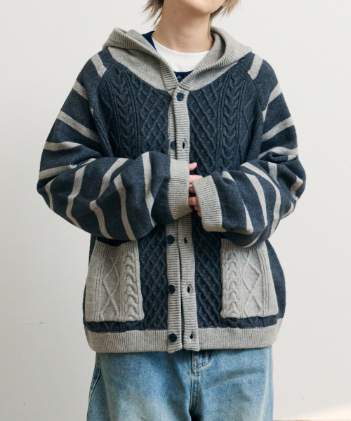Straight pebble knit — фуд‑кардиган Trufグレー