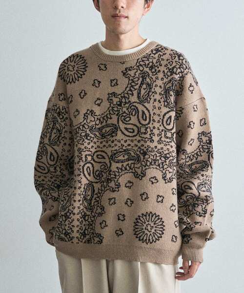 CRAFT STANDARD BOUTIQUE（クラフトスタンダードブティック）の「ペイズリー柄ニットプルオーバー（ニット/セーター・メンズ・グレイッシュベージュ/アイボリー/ブラック・M/L/XL）」の20枚目の写真