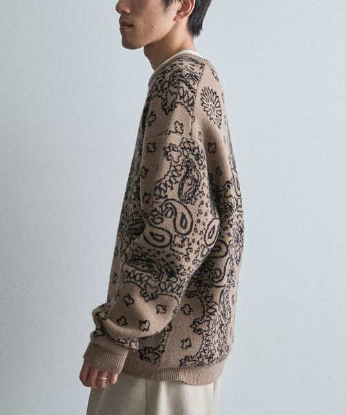 CRAFT STANDARD BOUTIQUE（クラフトスタンダードブティック）の「ペイズリー柄ニットプルオーバー（ニット/セーター・メンズ・グレイッシュベージュ/アイボリー/ブラック・M/L/XL）」の19枚目の写真