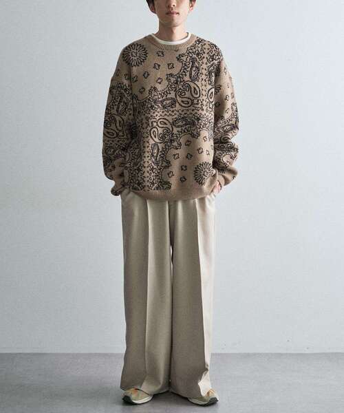 CRAFT STANDARD BOUTIQUE（クラフトスタンダードブティック）の「ペイズリー柄ニットプルオーバー（ニット/セーター・メンズ・グレイッシュベージュ/アイボリー/ブラック・M/L/XL）」の17枚目の写真