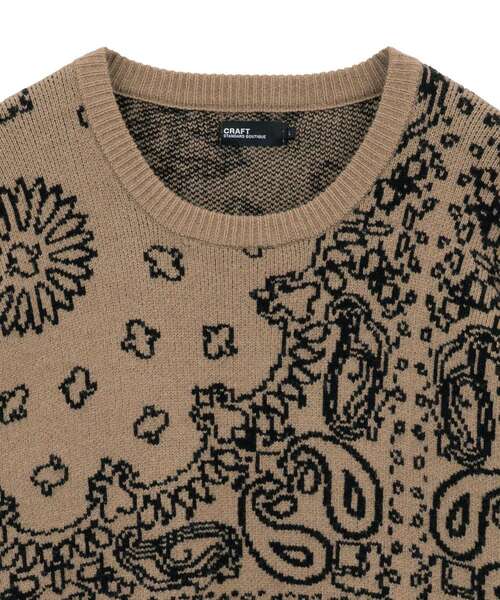 CRAFT STANDARD BOUTIQUE（クラフトスタンダードブティック）の「ペイズリー柄ニットプルオーバー（ニット/セーター・メンズ・グレイッシュベージュ/アイボリー/ブラック・M/L/XL）」の12枚目の写真