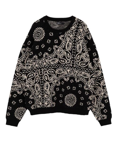 CRAFT STANDARD BOUTIQUE（クラフトスタンダードブティック）の「ペイズリー柄ニットプルオーバー（ニット/セーター・メンズ・グレイッシュベージュ/アイボリー/ブラック・M/L/XL）」の5枚目の写真