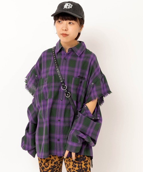 RNA（アールエヌエー）の「B2941 レイヤードスリーブチェックシャツ（シャツ/ブラウス・レディース・パープル/イエロー/レッド・MEDIUM）」の4枚目の写真