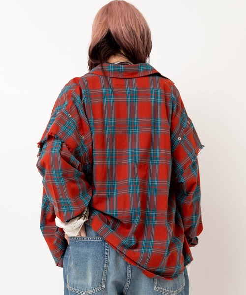 RNA（アールエヌエー）の「B2941 レイヤードスリーブチェックシャツ（シャツ/ブラウス・レディース・パープル/イエロー/レッド・MEDIUM）」の16枚目の写真