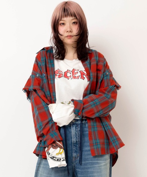 RNA（アールエヌエー）の「B2941 レイヤードスリーブチェックシャツ（シャツ/ブラウス・レディース・パープル/イエロー/レッド・MEDIUM）」の14枚目の写真