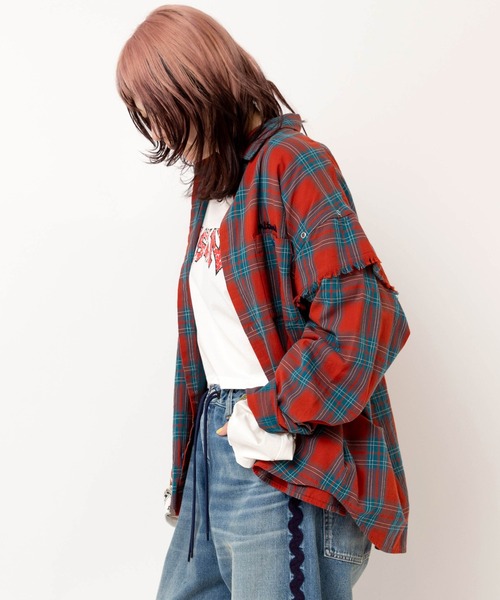 RNA（アールエヌエー）の「B2941 レイヤードスリーブチェックシャツ（シャツ/ブラウス・レディース・パープル/イエロー/レッド・MEDIUM）」の15枚目の写真