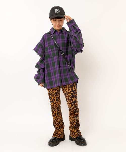 RNA（アールエヌエー）の「B2941 レイヤードスリーブチェックシャツ（シャツ/ブラウス・レディース・パープル/イエロー/レッド・MEDIUM）」の18枚目の写真