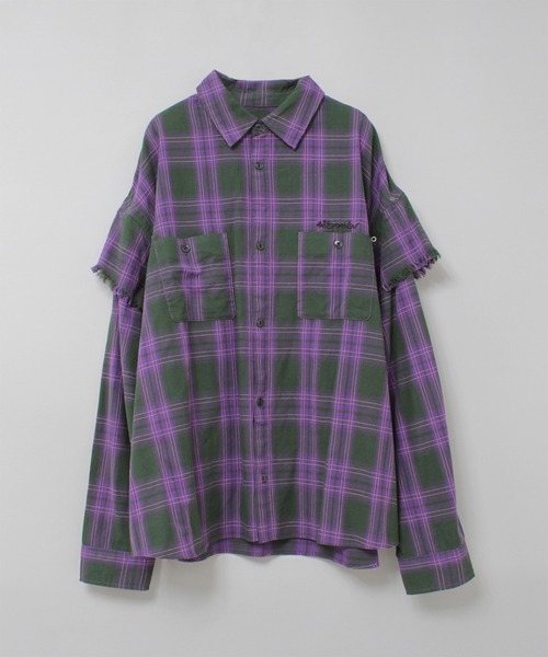 RNA（アールエヌエー）の「B2941 レイヤードスリーブチェックシャツ（シャツ/ブラウス・レディース・パープル/イエロー/レッド・MEDIUM）」の7枚目の写真