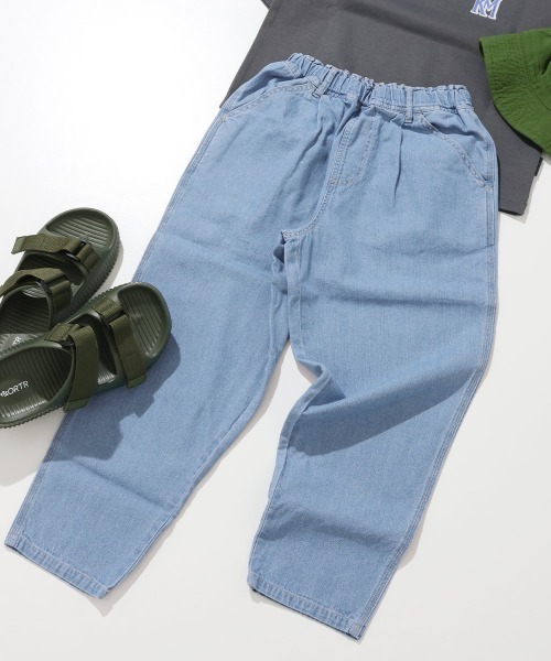 KRIFF MAYER Kid's Collection（クリフメイヤーキッズコレクション）の「ライトオンスデニムシェフパンツ(セットアップ可）（デニムパンツ・キッズ・ライトブルー/ダークブルー/ストライプ/ネイビー系1・120/130/140/150/160/170）」の2枚目の写真