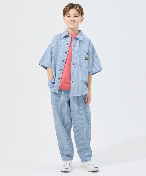 KRIFF MAYER Kid's Collection（クリフメイヤーキッズコレクション）の「ライトオンスデニムシェフパンツ(セットアップ可）（デニムパンツ・キッズ・ライトブルー/ダークブルー/ストライプ/ネイビー系1・120/130/140/150/160/170）」の6枚目の写真