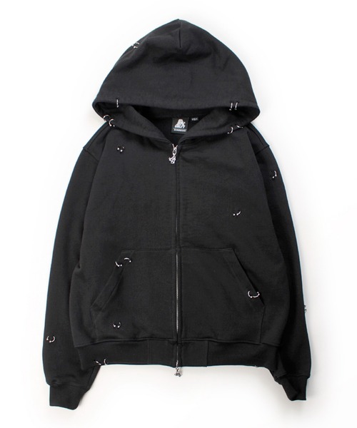 GALFY(ガルフィー)の「GALFY-バチバチピアスパーカー(パーカー・メンズ・ブラック/ホワイト/チャコール・L/XL)」の5枚目の写真
