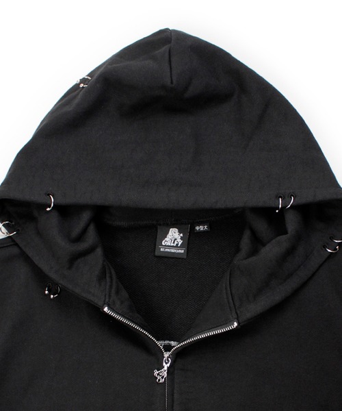 GALFY(ガルフィー)の「GALFY-バチバチピアスパーカー(パーカー・メンズ・ブラック/ホワイト/チャコール・L/XL)」の9枚目の写真