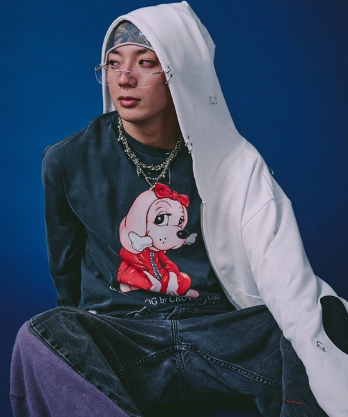 GALFY(ガルフィー)の「GALFY-バチバチピアスパーカー(パーカー・メンズ・ブラック/ホワイト/チャコール・L/XL)」の19枚目の写真