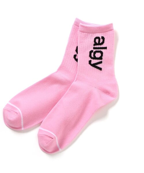 algy（アルジー）の「ビッグロゴクルーソックス（ソックス/靴下・キッズ・ミント/ブラック/ピンク・24/21）」の3枚目の写真