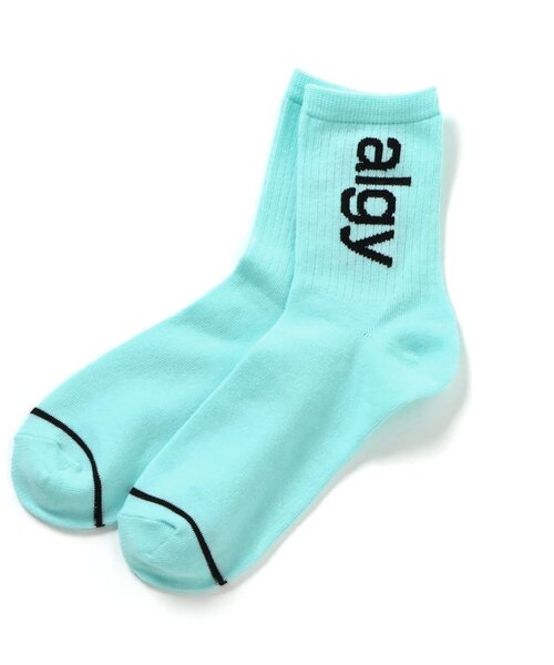 algy（アルジー）の「ビッグロゴクルーソックス（ソックス/靴下・キッズ・ミント/ブラック/ピンク・24/21）」の2枚目の写真