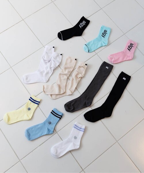 algy（アルジー）の「ビッグロゴクルーソックス（ソックス/靴下・キッズ・ミント/ブラック/ピンク・24/21）」の4枚目の写真