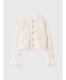 EIMY ISTOIRE | Attachedcollrフラワーモチーフカーディガン(ノーカラージャケット)