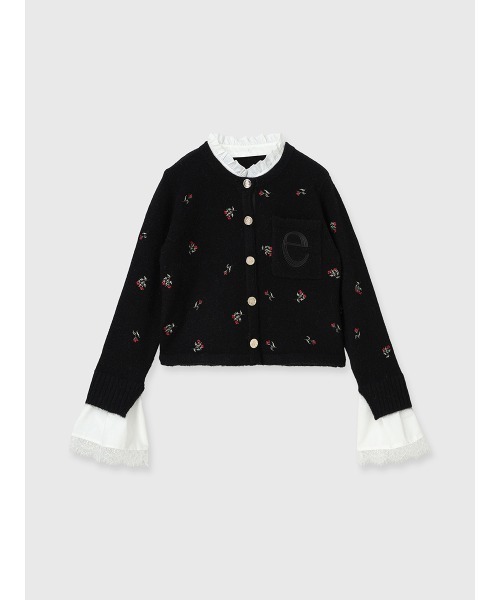 EIMY ISTOIRE（エイミーイストワール）の「Attachedcollrフラワーモチーフカーディガン（ノーカラージャケット・レディース・ホワイト/ブラック・F）」の18枚目の写真