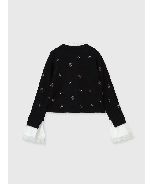 EIMY ISTOIRE（エイミーイストワール）の「Attachedcollrフラワーモチーフカーディガン（ノーカラージャケット・レディース・ホワイト/ブラック・F）」の19枚目の写真