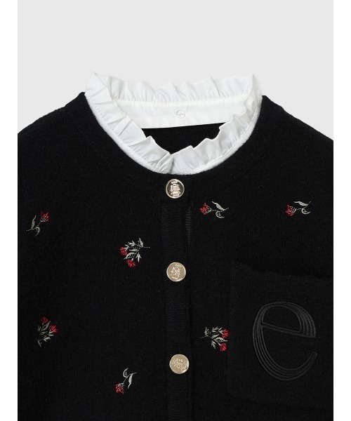 EIMY ISTOIRE（エイミーイストワール）の「Attachedcollrフラワーモチーフカーディガン（ノーカラージャケット・レディース・ホワイト/ブラック・F）」の20枚目の写真