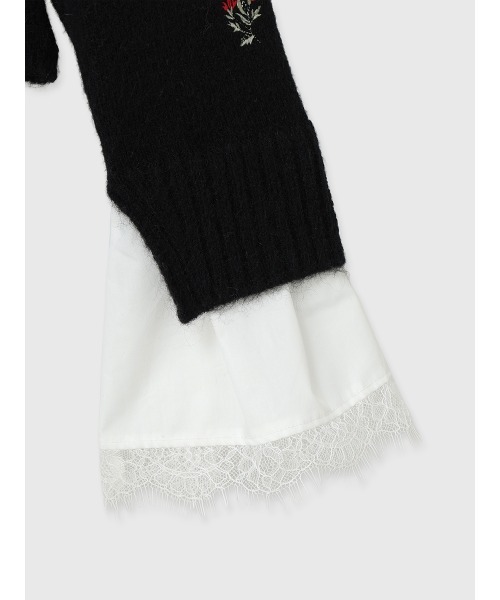 EIMY ISTOIRE（エイミーイストワール）の「Attachedcollrフラワーモチーフカーディガン（ノーカラージャケット・レディース・ホワイト/ブラック・F）」の22枚目の写真