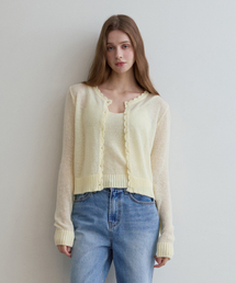 ODER（オディエール）の「[SET]_モヘアラッフルカーディガン+スリーブレス-バターイエロー（カーディガン/ボレロ）」