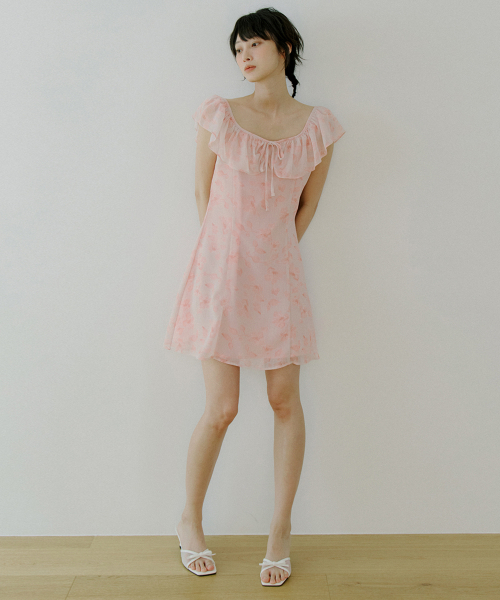 REORG(リオルグ)の「WOI FLOWER PATTERN FRILL OPS PEACH PINK(ワンピース・レディース・その他・SMALL/MEDIUM/LARGE)」の1枚目の写真