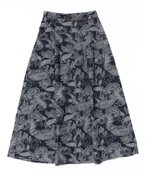 チャイハネ（チャイハネ）の「【チャイハネ】段通ペイズリー柄デニムロングスカート（デニムスカート・レディース・ネイビー/ライトブルー・FREE）」の7枚目の写真