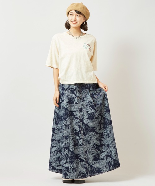チャイハネ（チャイハネ）の「【チャイハネ】段通ペイズリー柄デニムロングスカート（デニムスカート・レディース・ネイビー/ライトブルー・FREE）」の11枚目の写真