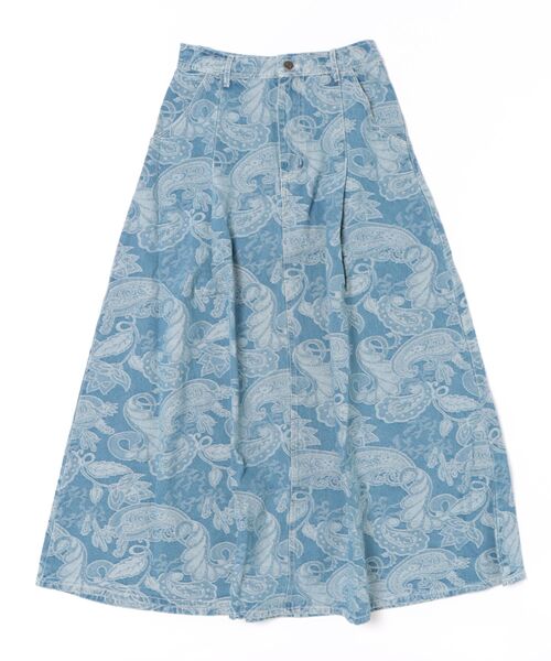 チャイハネ（チャイハネ）の「【チャイハネ】段通ペイズリー柄デニムロングスカート（デニムスカート・レディース・ネイビー/ライトブルー・FREE）」の3枚目の写真