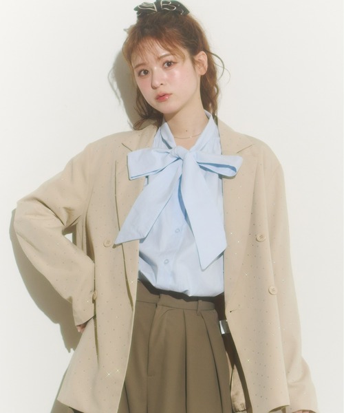 Olu.（オルドット）の「ビッグリボンシャツブラウス（シャツ/ブラウス・レディース・ホワイト/ブルー・FREE）」の14枚目の写真