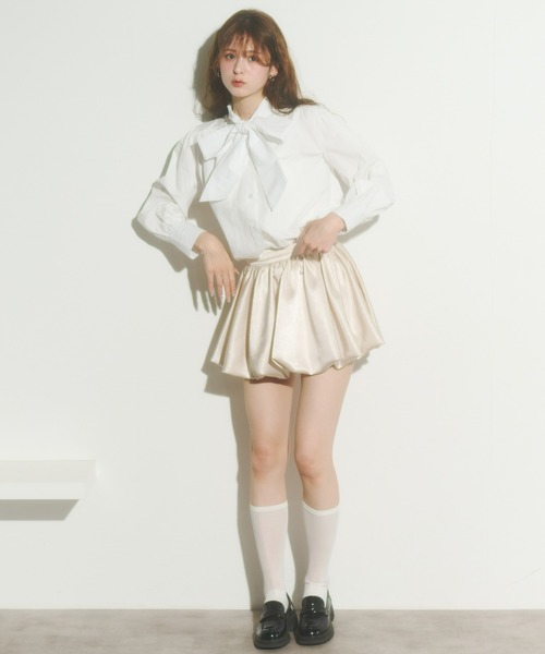 Olu.（オルドット）の「ビッグリボンシャツブラウス（シャツ/ブラウス・レディース・ホワイト/ブルー・FREE）」の6枚目の写真