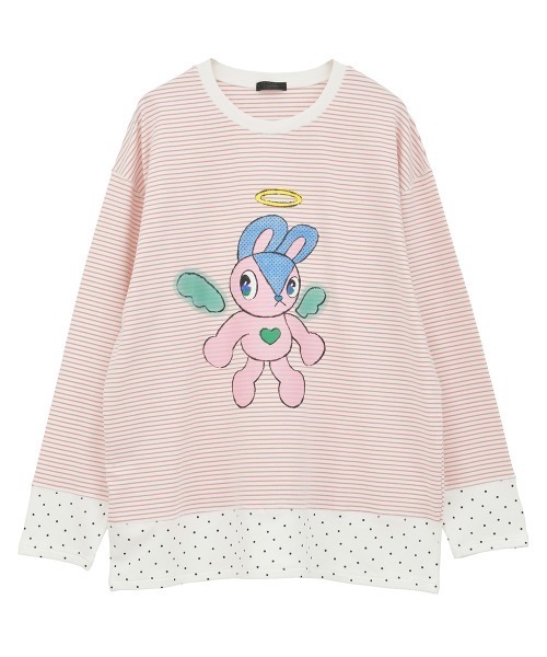 Candy Stripper（キャンディストリッパー）の「ANGEL BUNNY LAYERED トップス（Tシャツ/カットソー・レディース・ピンク/ブラック/ライトブルー/グレー・FREE）」の4枚目の写真