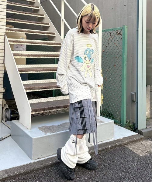 Candy Stripper（キャンディストリッパー）の「ANGEL BUNNY LAYERED トップス（Tシャツ/カットソー・レディース・ピンク/ブラック/ライトブルー/グレー・FREE）」の14枚目の写真