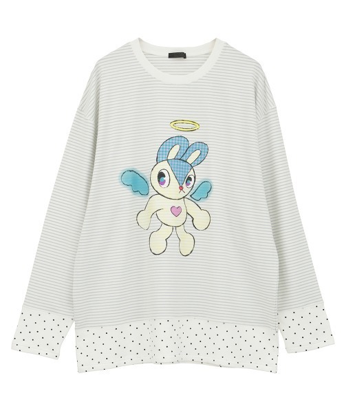 Candy Stripper（キャンディストリッパー）の「ANGEL BUNNY LAYERED トップス（Tシャツ/カットソー・レディース・ピンク/ブラック/ライトブルー/グレー・FREE）」の15枚目の写真