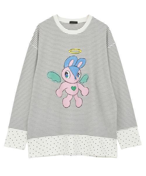 Candy Stripper(キャンディストリッパー)の「ANGEL BUNNY LAYERED トップス(Tシャツ/カットソー・レディース・ピンク/ブラック/ライトブルー/グレー・FREE)」の12枚目の写真