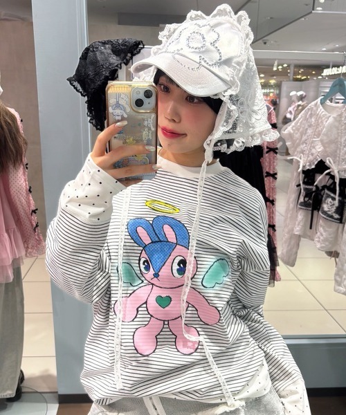 Candy Stripper(キャンディストリッパー)の「ANGEL BUNNY LAYERED トップス(Tシャツ/カットソー・レディース・ピンク/ブラック/ライトブルー/グレー・FREE)」の5枚目の写真