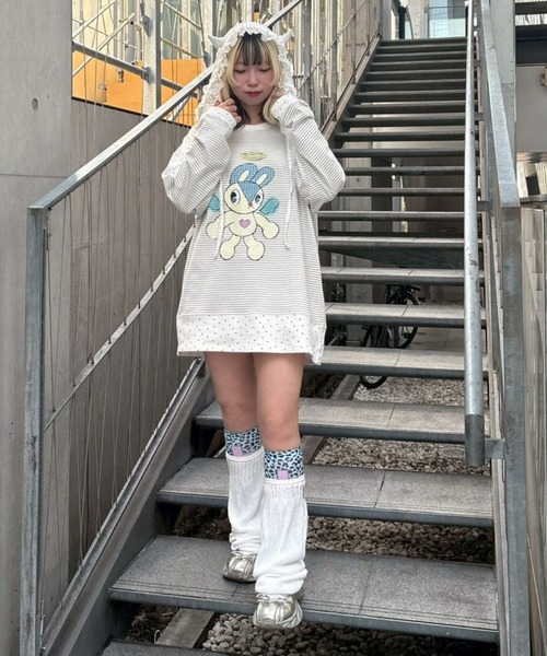 Candy Stripper(キャンディストリッパー)の「ANGEL BUNNY LAYERED トップス(Tシャツ/カットソー・レディース・ピンク/ブラック/ライトブルー/グレー・FREE)」の9枚目の写真