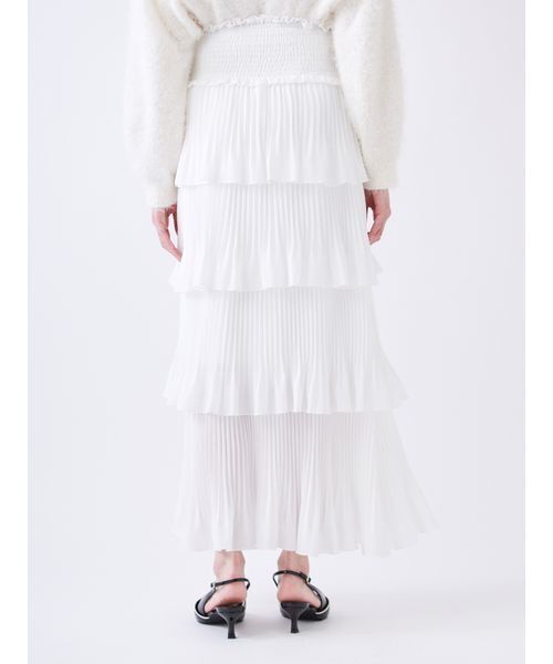 SNIDEL（スナイデル）の「プリーツティアードスカート（スカート・レディース・ホワイト/ブラック/イエロー・1/0）」の4枚目の写真